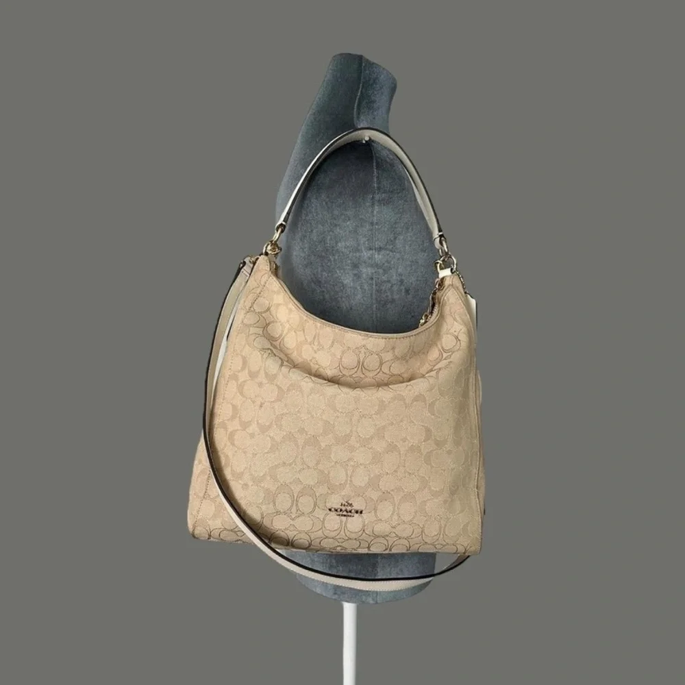 Coach Slouchy Hobo Signature Celeste Monogram Shoulder Convertible Crossbody Bag